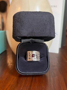 NOVICA Mahavir Sterling Garnet Ring Woven Myths Size 7